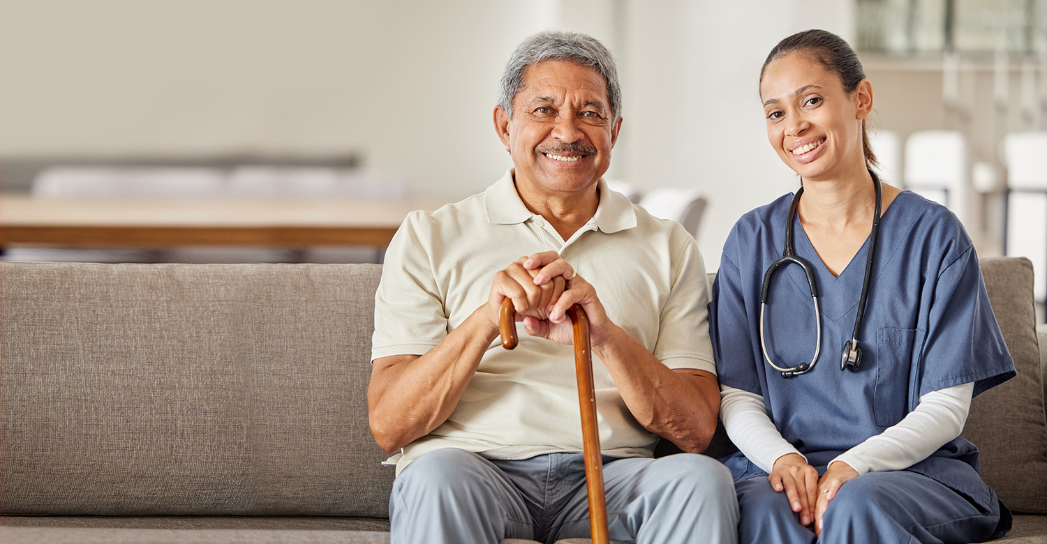a nurse with a senior man
