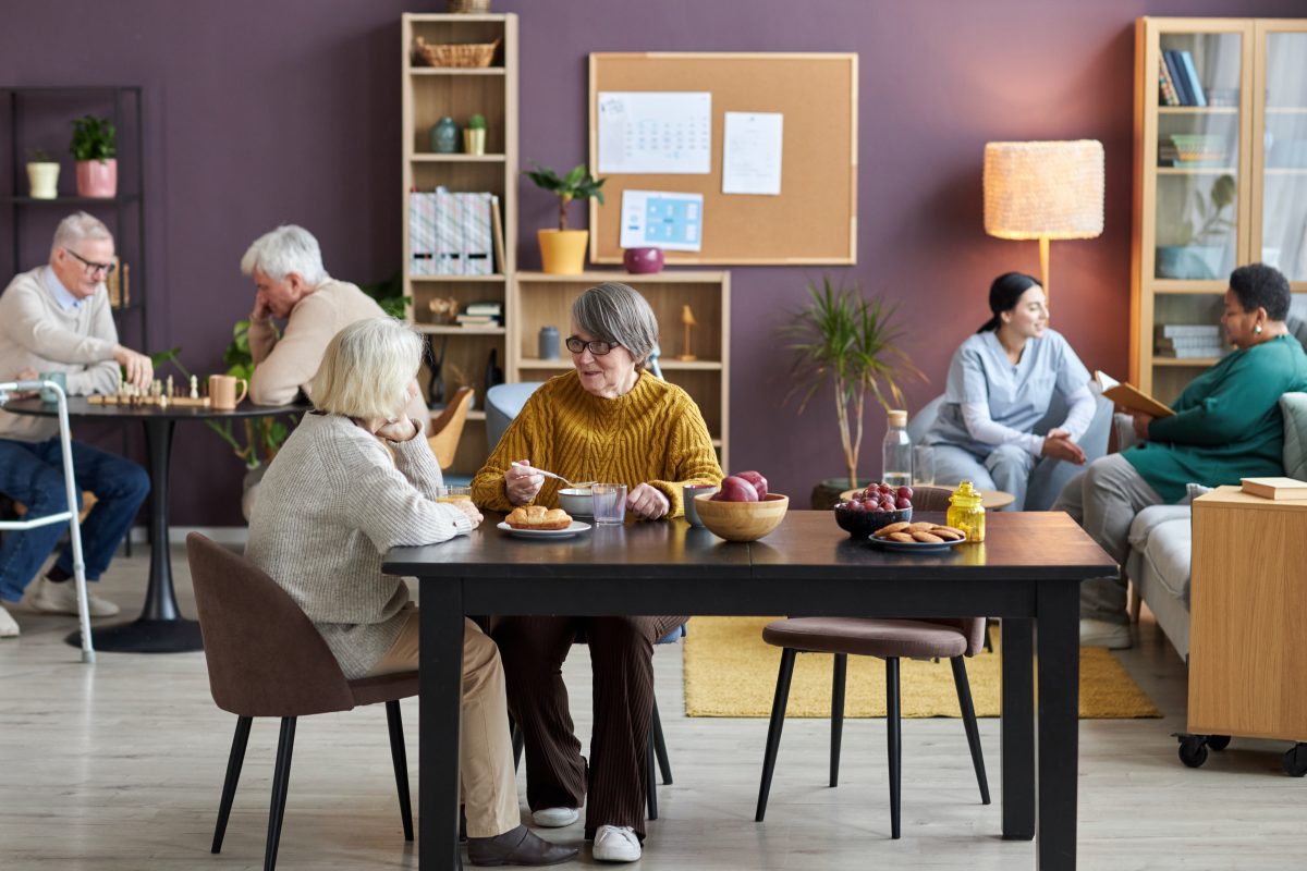 Full length view at common room in retirement home