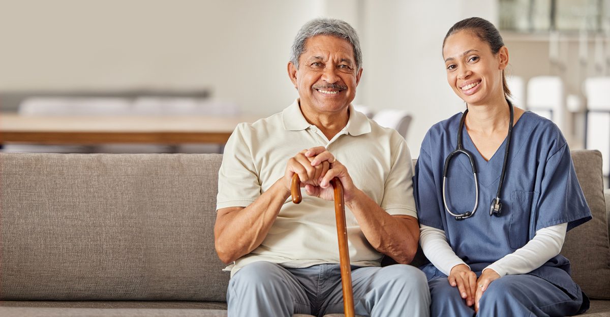 a nurse with a senior man
